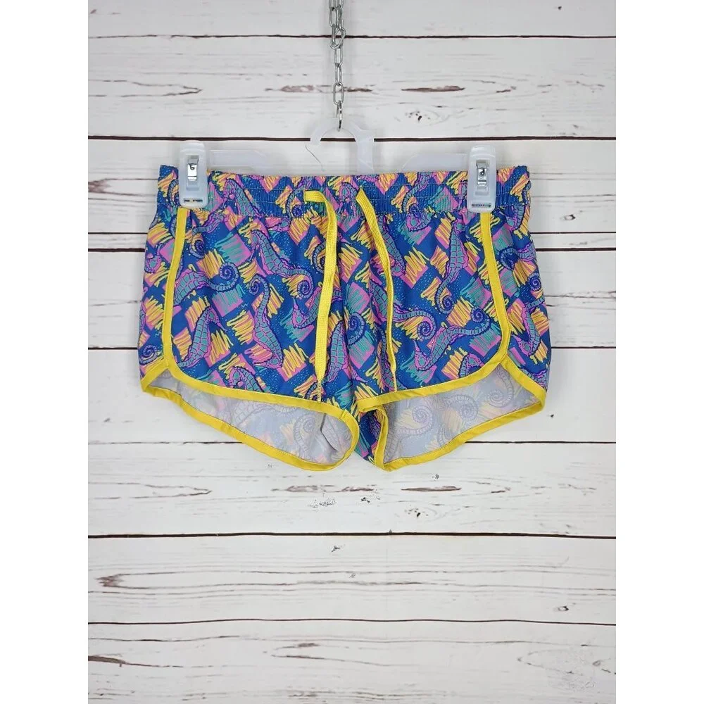 TIPSY ELVES Women Shorts Sz XS Multicolor‎ Seahorse Print Beach Pocket Running